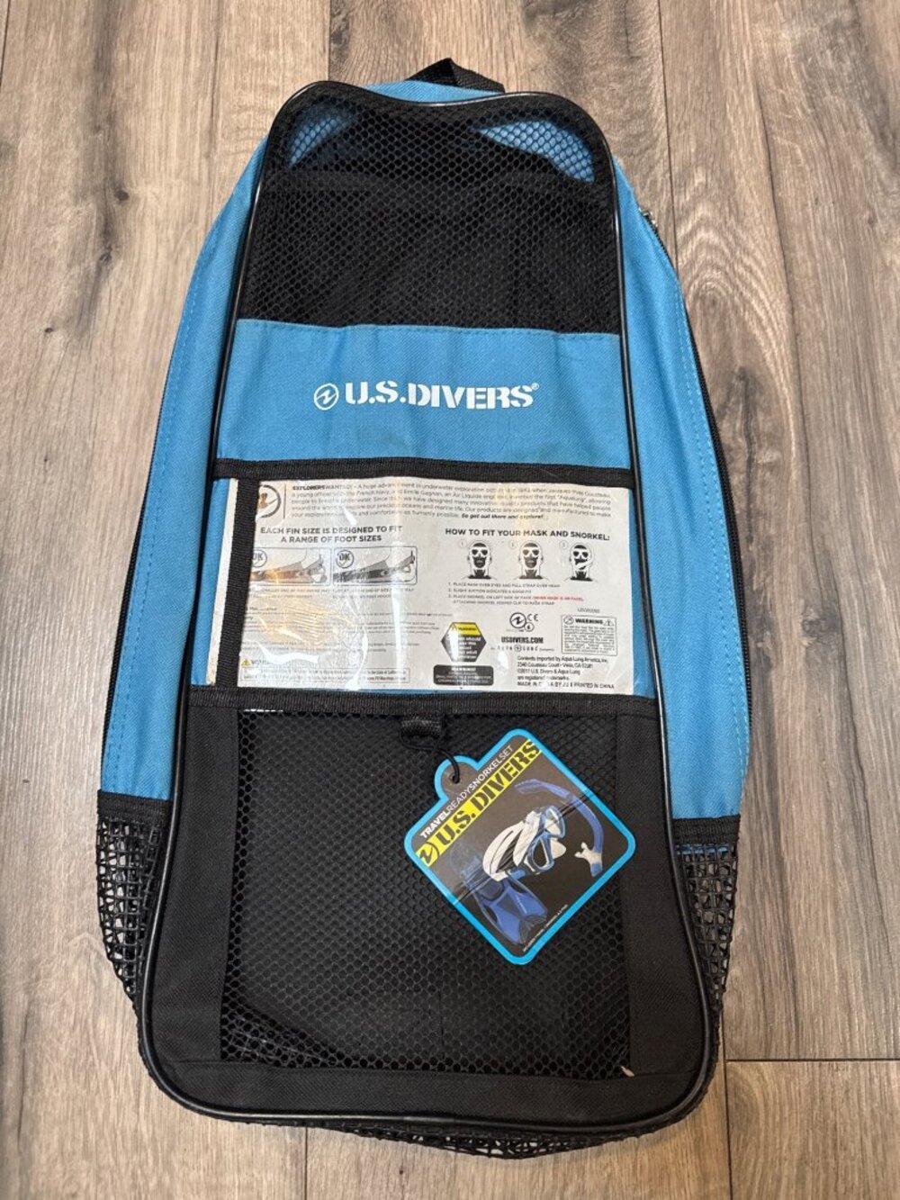 U.S. Divers Travel Ready Snorkel Mesh Carry Bag Blue